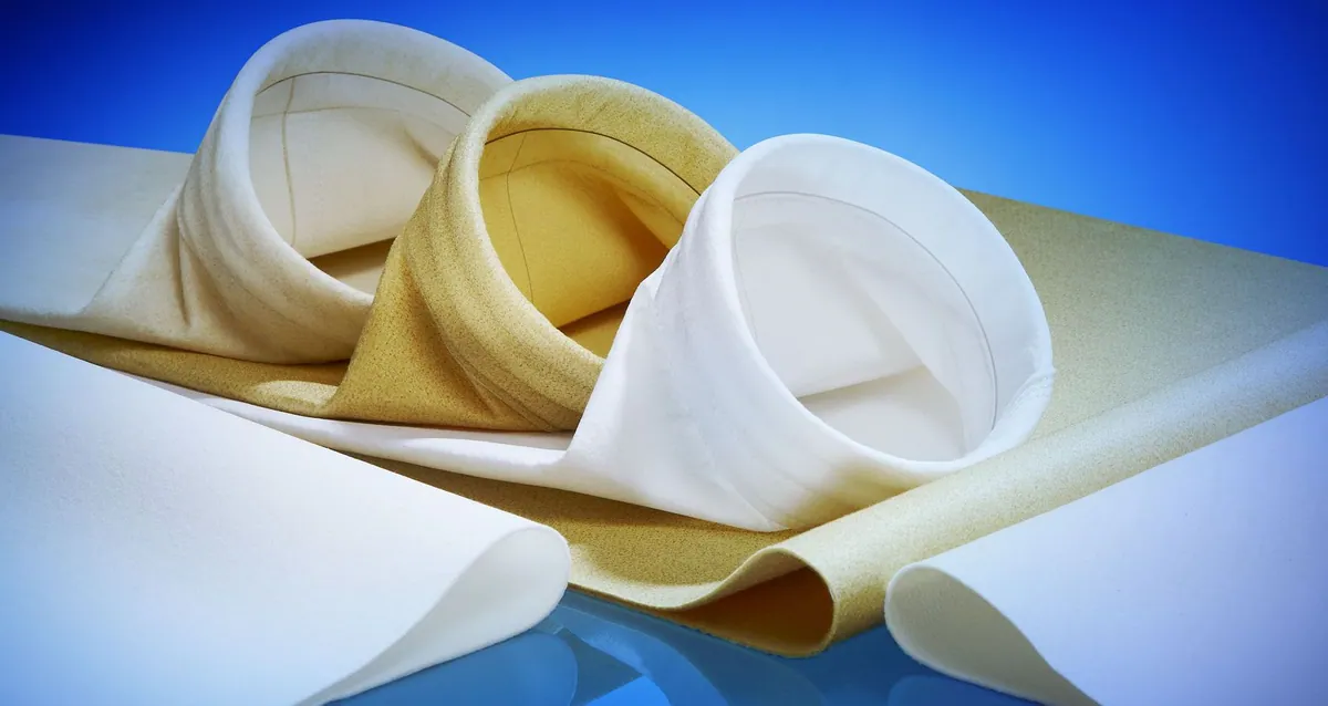 Felt filter bags in white and tan felt